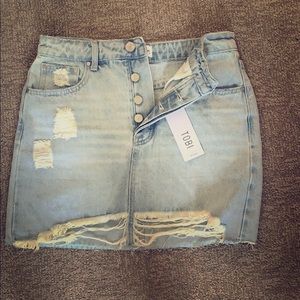 Distressed Denim Skirt from Tobi